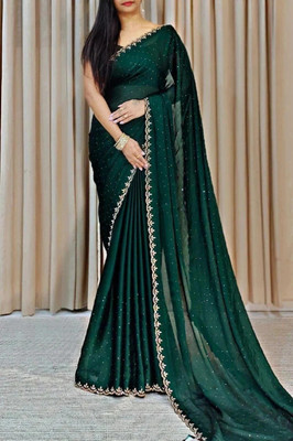 KAKADIYA CREATION Embellished Bollywood Chiffon Saree(Green)