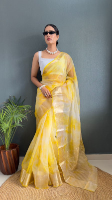 RAGISHA ENTERPRISE Solid/Plain Bollywood Organza Saree(Yellow)