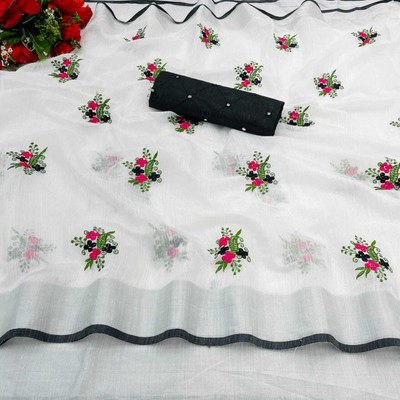 shyam enterprises Self Design Daily Wear Cotton Linen Saree(Black)