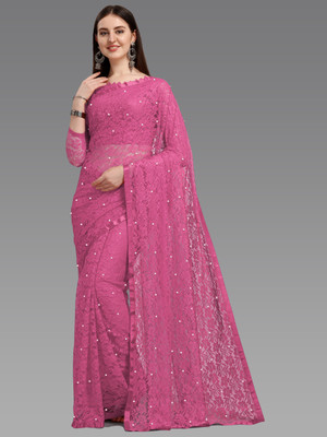 LOROFY Self Design Bollywood Net Saree(Multicolor)