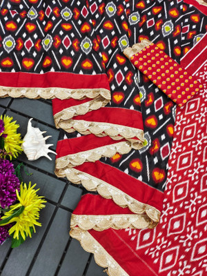 Divastri Printed Daily Wear Cotton Blend Saree(Black)