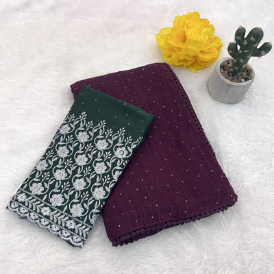 Ethina Fashion Solid/Plain Bollywood Chiffon Saree(Magenta)