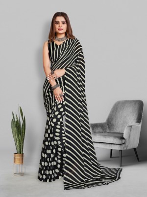 VISVASTA Printed, Self Design, Floral Print Daily Wear Georgette, Polyester Saree(Black)