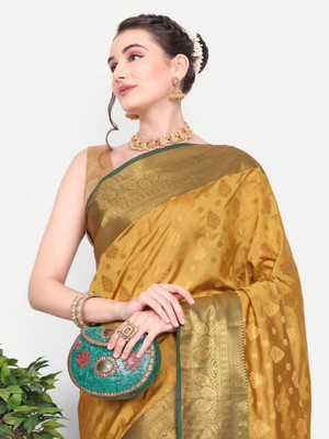 LAVYANSH CREATION Self Design, Woven Banarasi Art Silk, Jacquard Saree(Yellow)