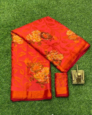 NEWOMDESIGNER Printed Bollywood Georgette Saree(Red)