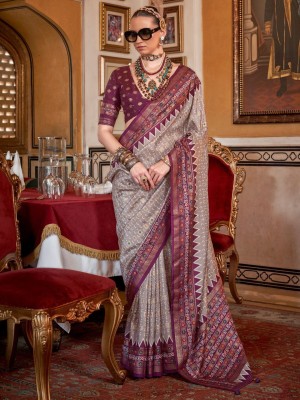 ANOUK Woven Patola Silk Blend Saree(Beige)