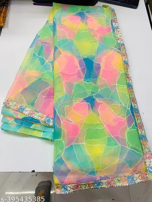 HouseOfCommon Digital Print, Color Block Bollywood Georgette Saree(Multicolor)