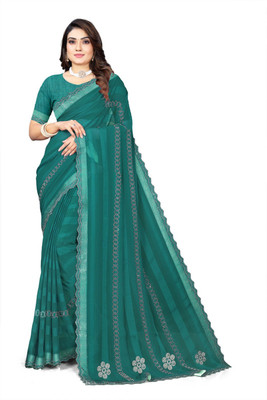 ketan Embellished Bollywood Georgette Saree(Blue, Green)