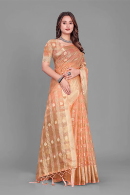 Aarunika SBT Solid/Plain Bollywood Organza Saree(Cream)