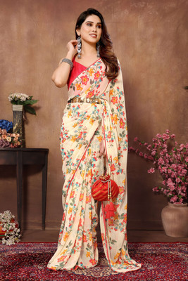 Vastram Enterprise Printed Bollywood Georgette Saree(Beige)