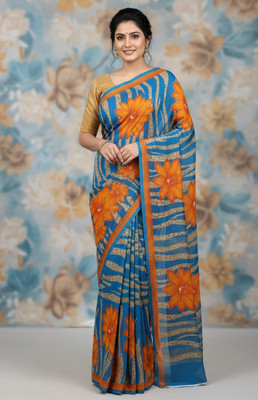 madhavi Blocked Printed Bollywood Georgette Saree(Orange)