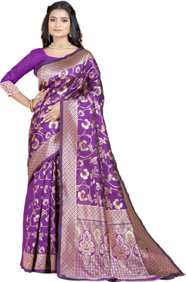 DHAYNAAND REEWA FASHION Woven Banarasi Jacquard Saree(Purple)