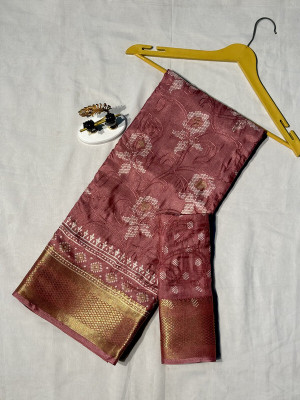 NavinyaVastra Printed Banarasi Jacquard Saree(Pink)