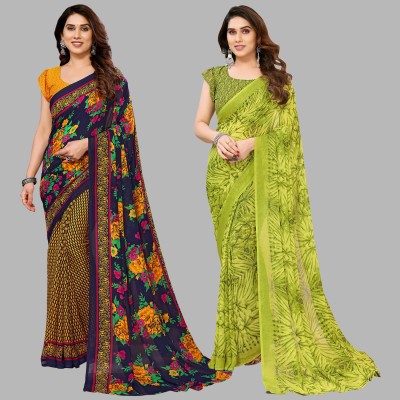 kashvi sarees Printed Daily Wear Georgette Saree(Pack of 2, Multicolor)