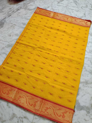 Bikash Dutta Fashion Self Design Tant Pure Cotton Saree(Yellow)