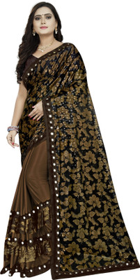 3Buddy Fashion Embellished Bollywood Lycra Blend Saree(Brown)