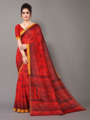 Shaily Retails Printed Daily Wear Art Silk Saree(Red)