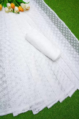 Nexafashion Self Design Bollywood Net Saree(White)