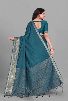 Aarunika SST Solid/Plain Bollywood Pure Silk Saree(Blue)