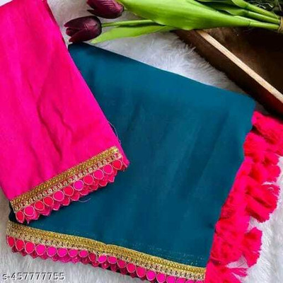 Sayal Creation Embroidered Bollywood Georgette Saree(Blue, Pink)
