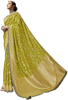 Rukmini by Rajendra Dyed Bollywood Polyester Saree(Green)