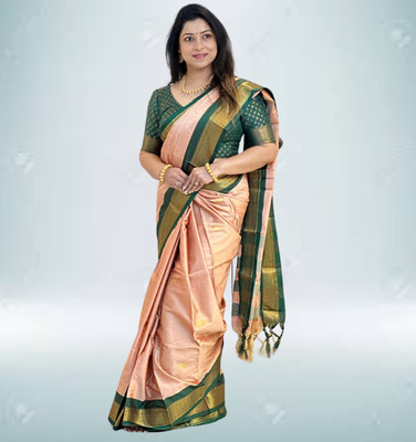AS CREATION Self Design Kanjivaram Silk Blend Saree(Multicolor)