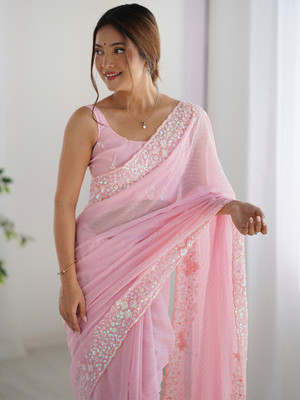 ANOUK Embellished Bollywood Georgette Saree(Pink)