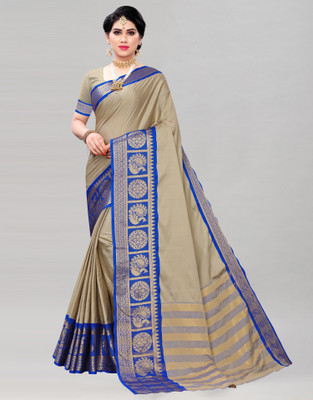 SIRIL Woven, Self Design Banarasi Silk Blend Saree(Beige)