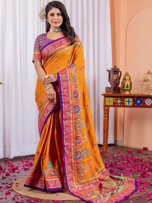 Tasrika Printed Daily Wear Silk Blend Saree(Yellow)