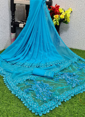 SATVASHIV Embroidered Bollywood Georgette Saree(Light Blue)