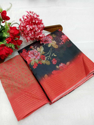 Gajal Woven Kanjivaram Chanderi, Pure Silk Saree(Black, Red)