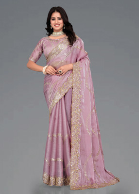 Mortile Designer Studio Woven Kanjivaram Silk Blend Saree(Purple)