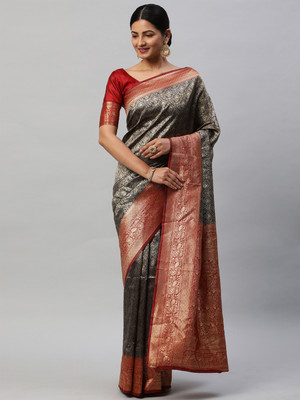 Divastri Woven Kanjivaram Silk Blend Saree(Multicolor)