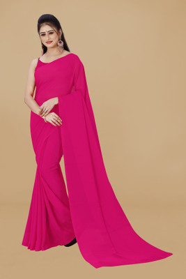 kashvi sarees Solid/Plain, Dyed Daily Wear Georgette Saree(Pink)