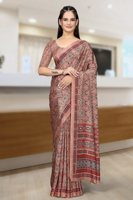 SAADHYA CREATION Embroidered, Solid/Plain Bollywood Crepe Saree(Orange)
