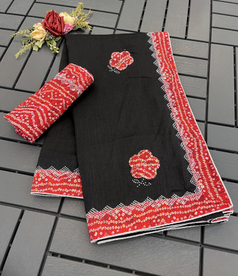 ZOYAL ENTERPRISE Embroidered Bollywood Silk Blend Saree(Black)