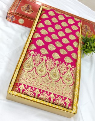 Dulhan Collection Woven Banarasi Handloom Silk Blend Saree(Pink)