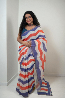 SnehaFashion Creation Printed Daily Wear Linen Saree(Multicolor)