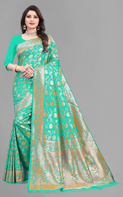 THE ETHNIC SAREE STUDIO Woven Banarasi Pure Silk Saree(Light Green)