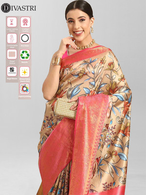Divastri Printed Bollywood Art Silk Saree(Beige)