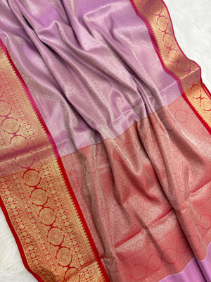 Akram Textiles Hub Woven Banarasi Tissue, Art Silk Saree(Purple)