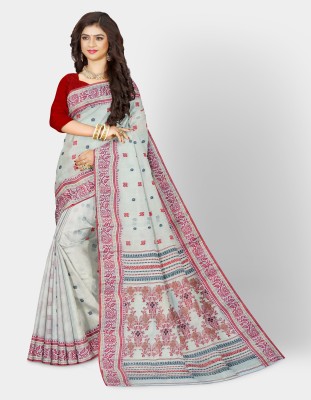 Mayabi Woven Baluchari Pure Cotton Saree(White)