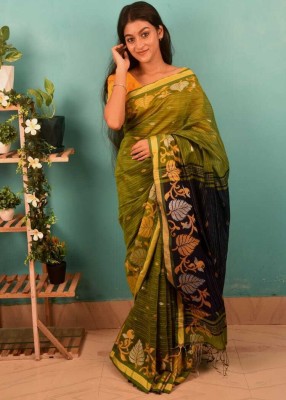 Aanchal Self Design, Woven Tant Pure Cotton Saree(Light Green)