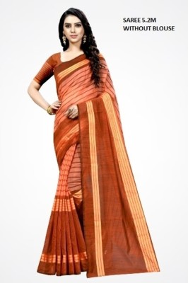 Suntex Woven Kanjivaram Pure Silk Saree(Orange)