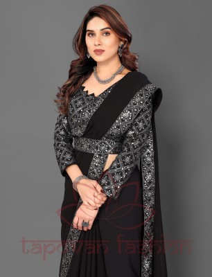 tapovan fashion Self Design Bollywood Chiffon Saree(Black)