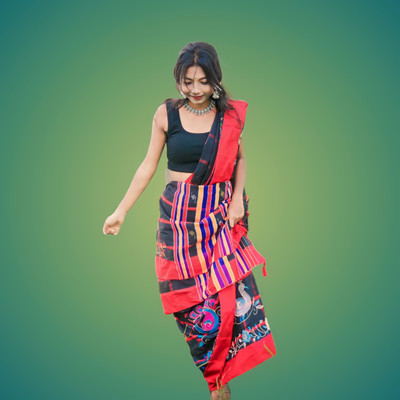 Prithvi Animal Print Handloom Tussar Silk Saree(Black)