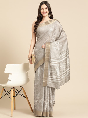 Divastri Digital Print Bollywood Silk Blend Saree(Beige)