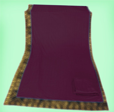 Anugrah Textile Solid/Plain Banarasi Lycra Blend, Chiffon Saree(Purple)