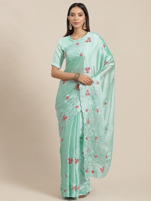 Divastri Embroidered, Self Design Bollywood Georgette Saree(Light Blue)