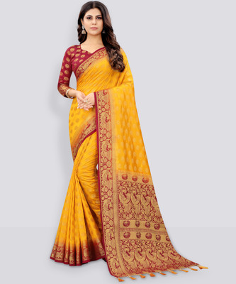 Perfect Wear Self Design Banarasi Cotton Silk, Jacquard Saree(Multicolor)